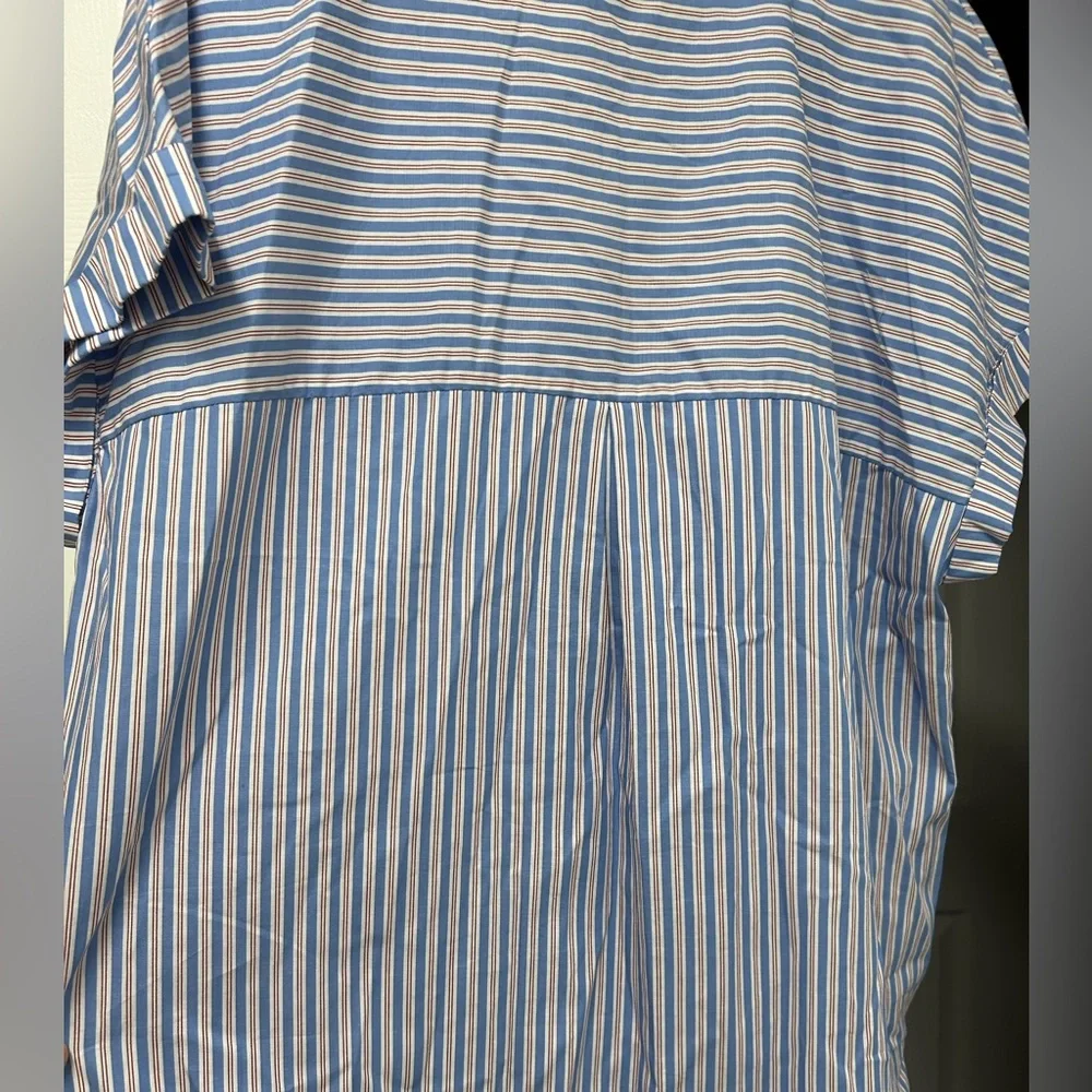 NWT Zara Blue & White Striped Cotton Shirt Dress, Cap Sleeves – Size XL